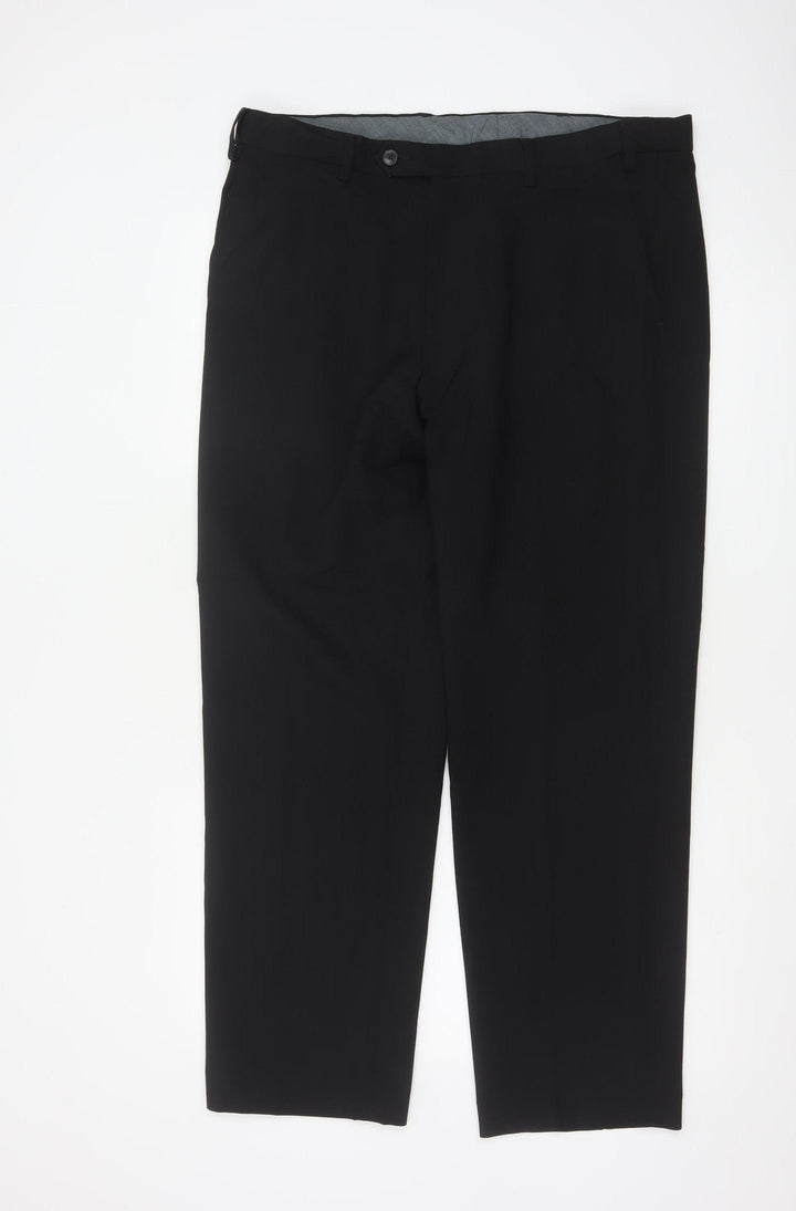 Marks and Spencer Men's Black Regular Fit Dress Trousers 36W 29L