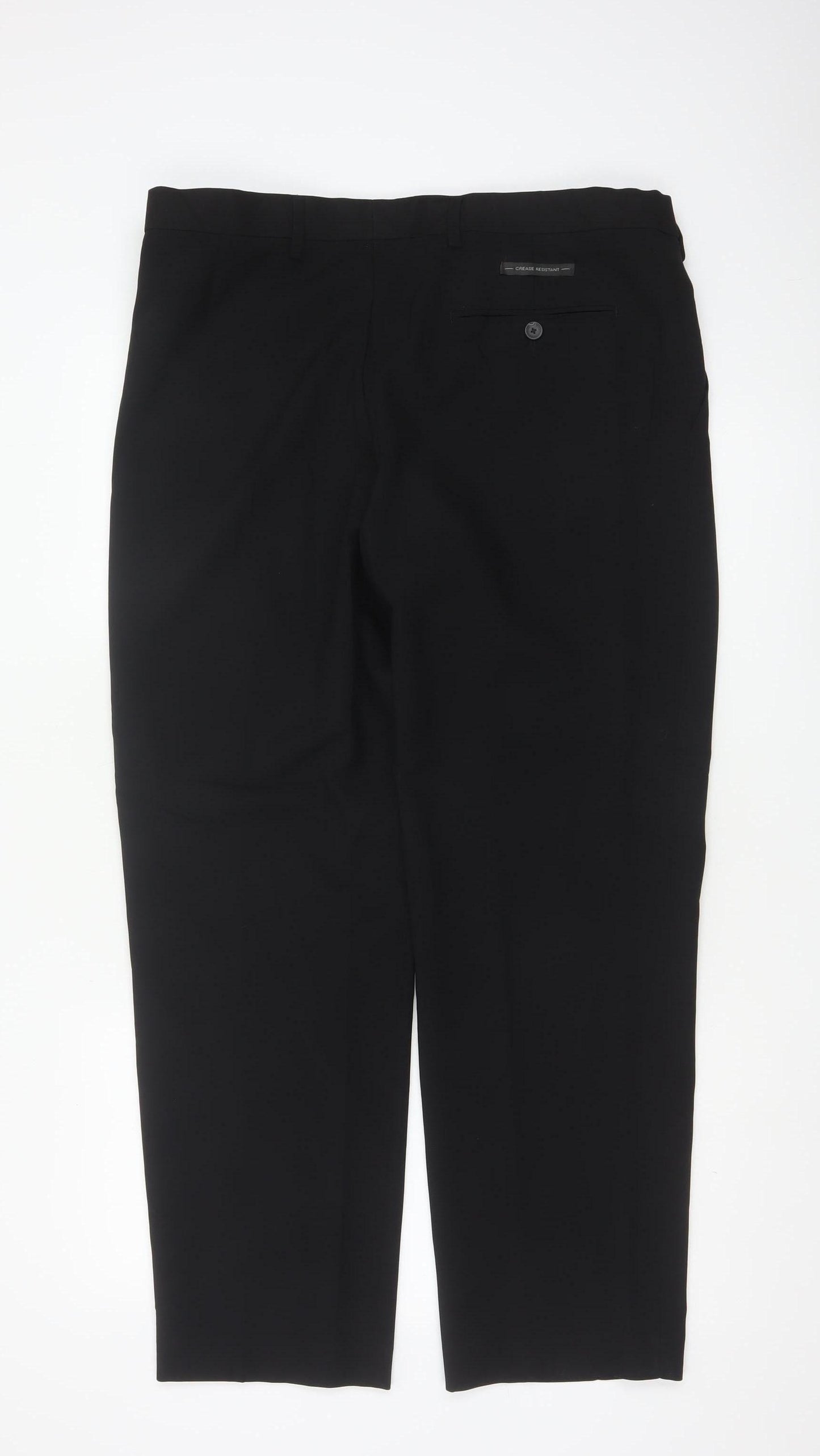 Marks and Spencer Men's Black Regular Fit Dress Trousers 36W 29L