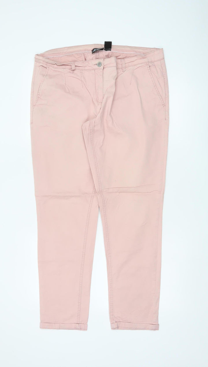 Up2Fashion Womens Pink Chino Trousers Size 16 Cotton Elastane Blend