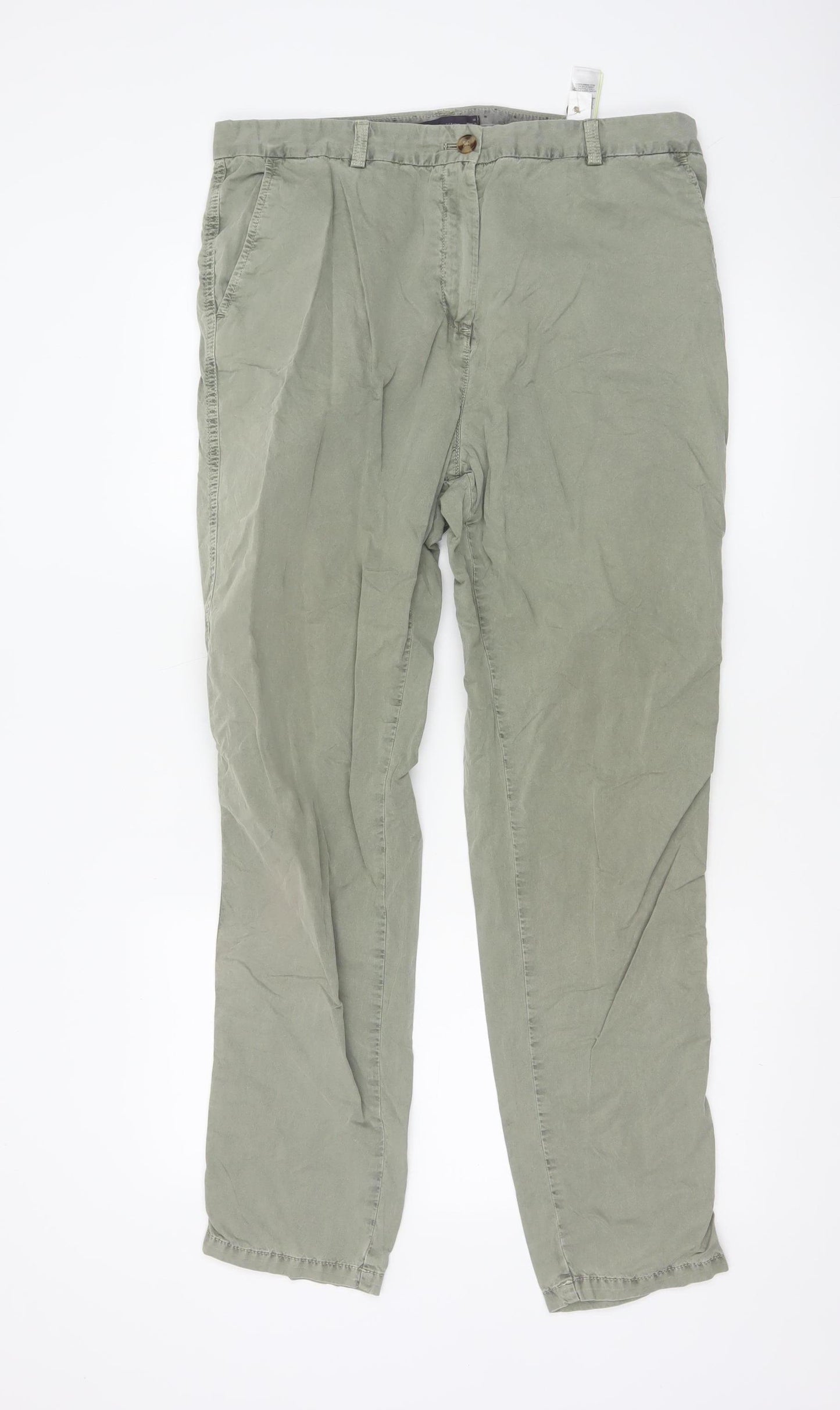 Marks and Spencer Women’s Green Chino Trousers Size 14 Tall