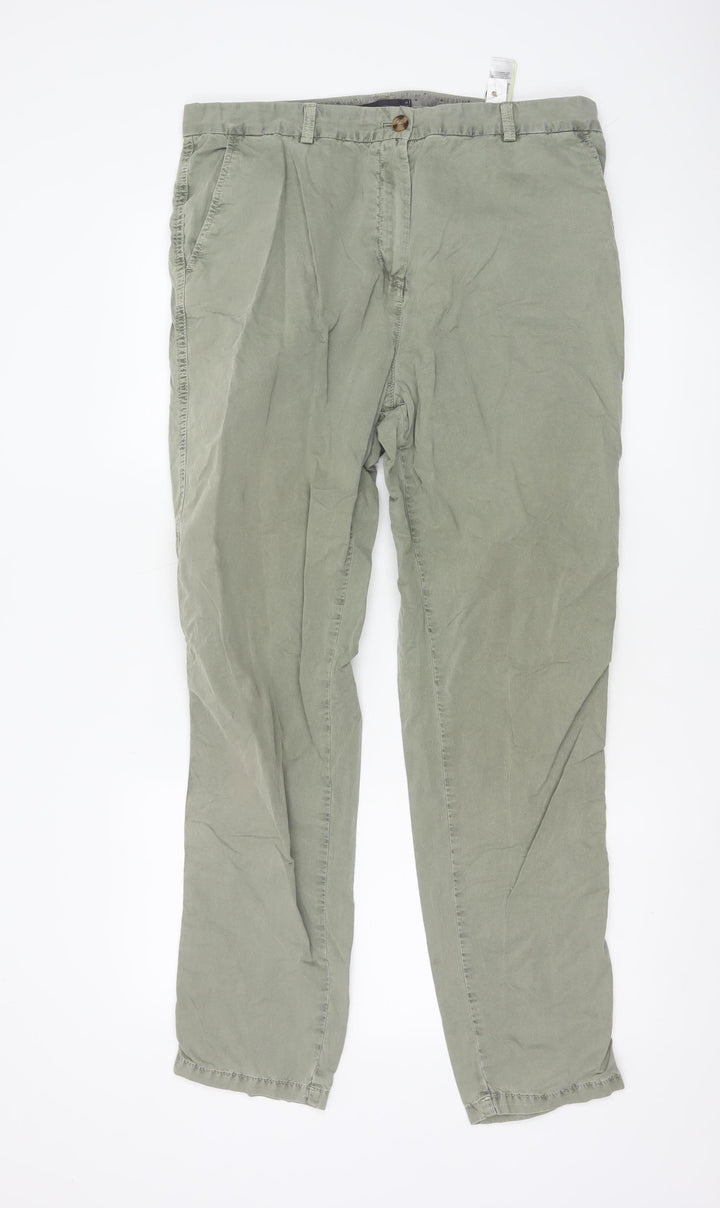 Marks and Spencer Women’s Green Chino Trousers Size 14 Tall