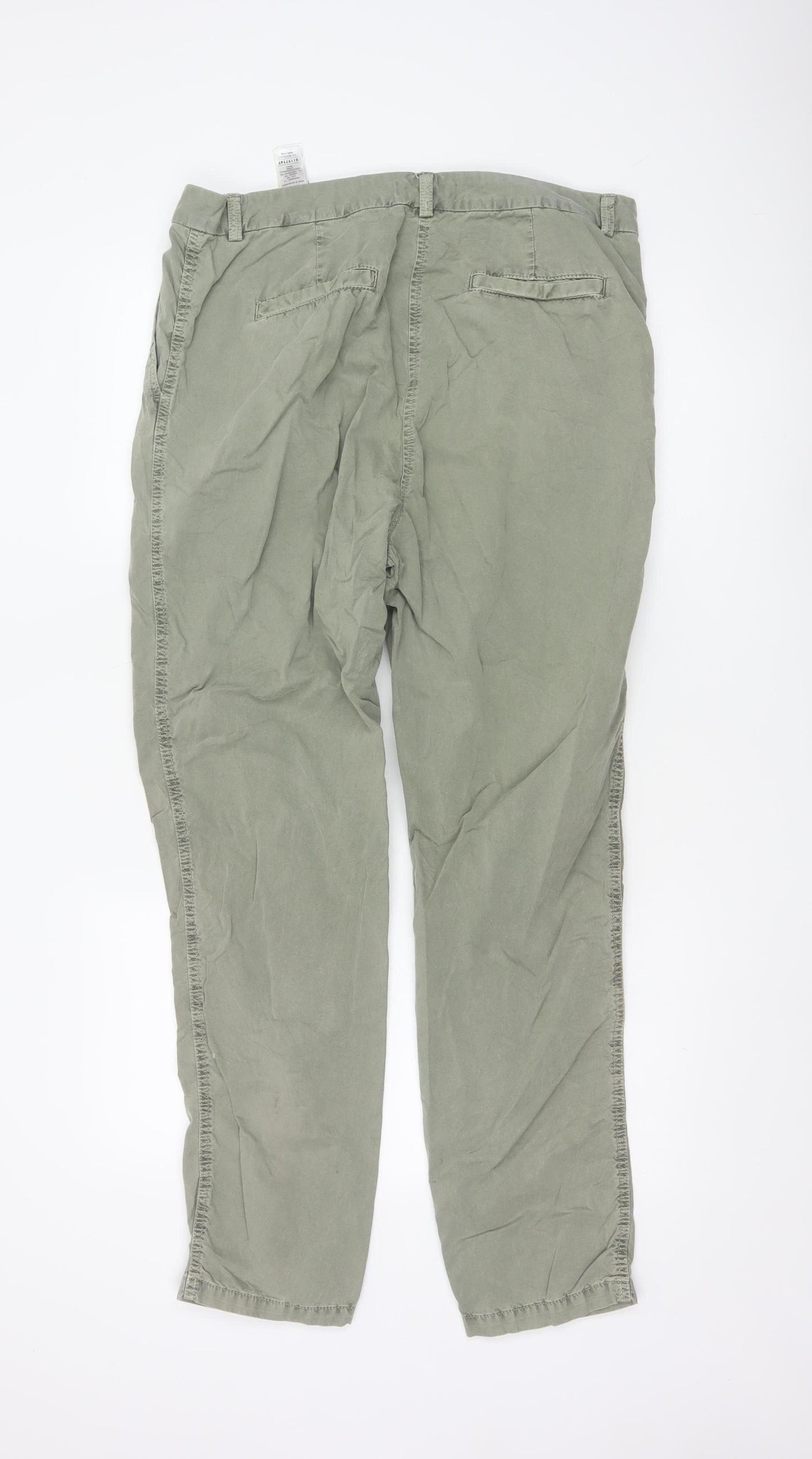 Marks and Spencer Women’s Green Chino Trousers Size 14 Tall