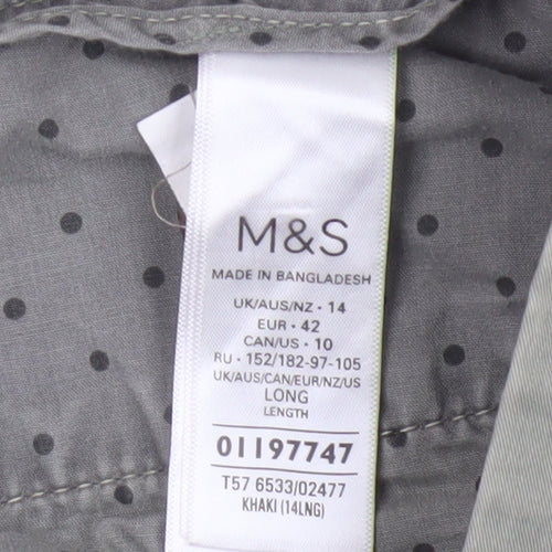 Marks and Spencer Women’s Green Chino Trousers Size 14 Tall