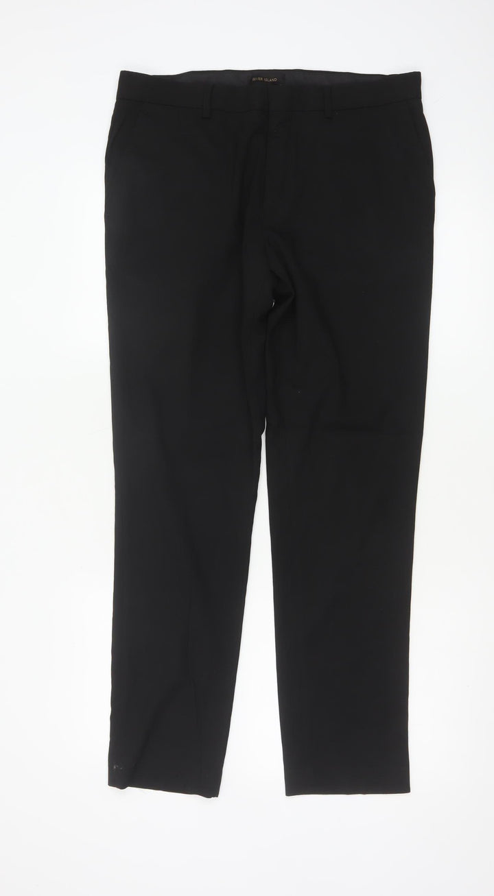 River Island Men's Black Slim Fit Chino Trousers 34W 32L