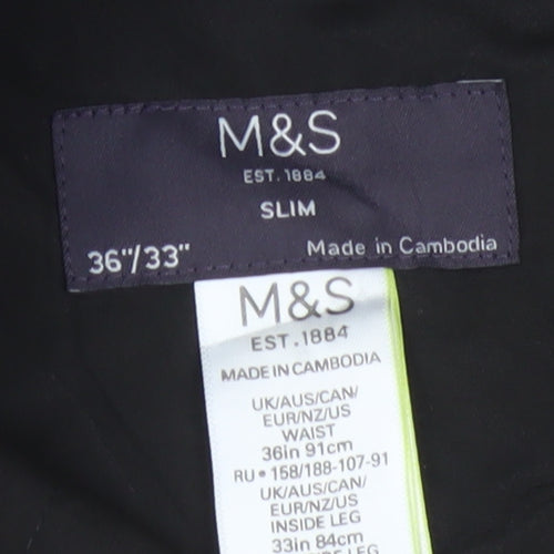 Marks and Spencer Men's Black Slim Fit Dress Trousers 36x33