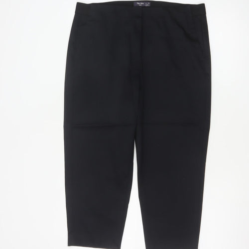 Marks and Spencer Womens Black Size 16 Cropped Cotton Blend Trousers