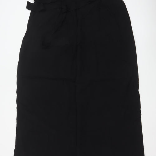 Nobody's Child Women's Black Linen Blend Paperbag Wide Leg Trousers Size 16