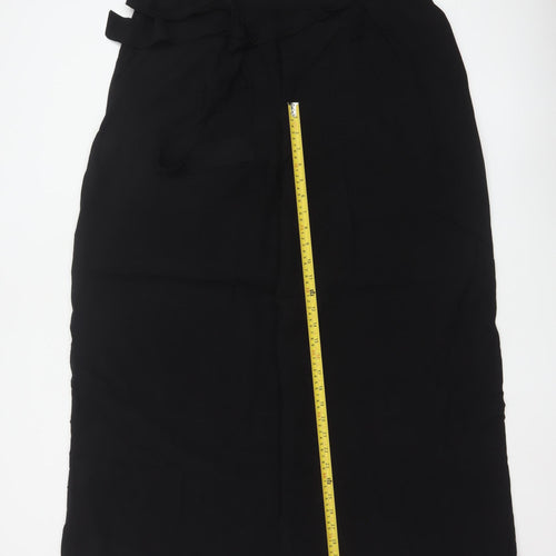 Nobody's Child Women's Black Linen Blend Paperbag Wide Leg Trousers Size 16