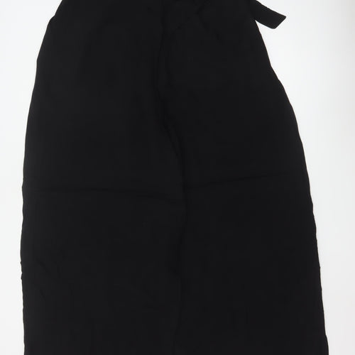 Nobody's Child Women's Black Linen Blend Paperbag Wide Leg Trousers Size 16