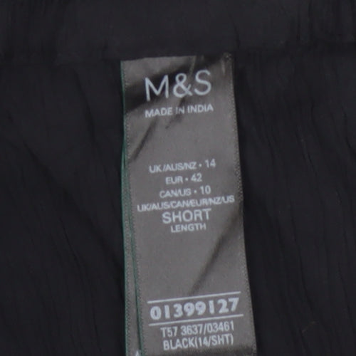Marks and Spencer Women Black Size 14 Wide-Leg Viscose Trousers