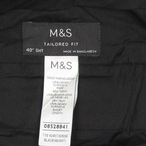 Marks and Spencer Men's Black Tailored Fit Trousers 40W 29L