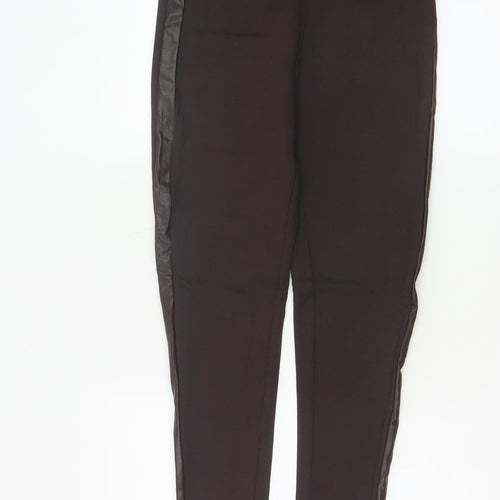Marks and Spencer Women’s Brown Faux Leather Panel Leggings Size 10 Long