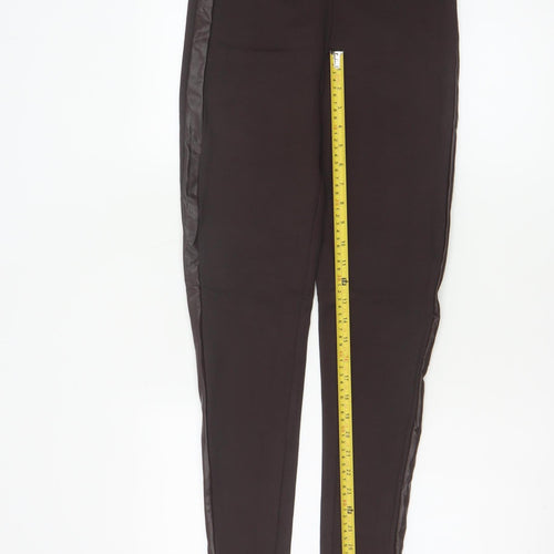 Marks and Spencer Women’s Brown Faux Leather Panel Leggings Size 10 Long