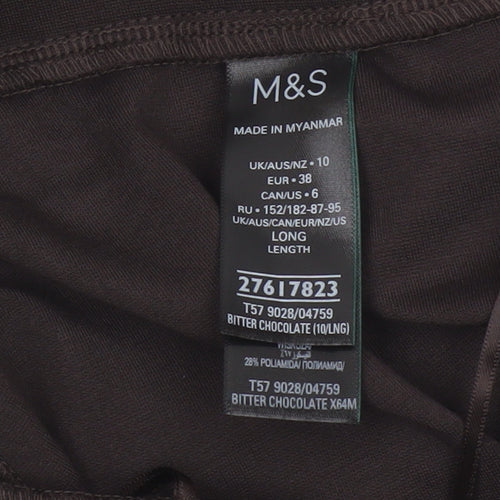 Marks and Spencer Women’s Brown Faux Leather Panel Leggings Size 10 Long
