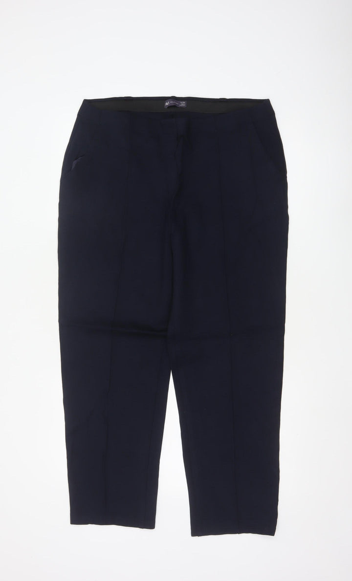Marks and Spencer Women Dark Navy Trousers Size 18 Regular Viscose Blend