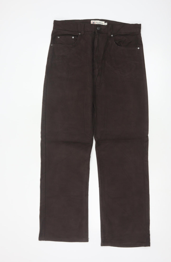 Marks and Spencer Blue Harbour Brown Cotton Stretch Chino Trousers Men's 32W 29L