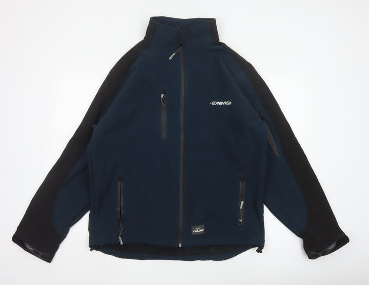 TROJAN Men's Blue Soft Shell Jacket L Water Resistant Outdoor