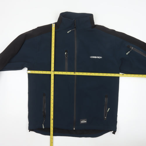 TROJAN Men's Blue Soft Shell Jacket L Water Resistant Outdoor
