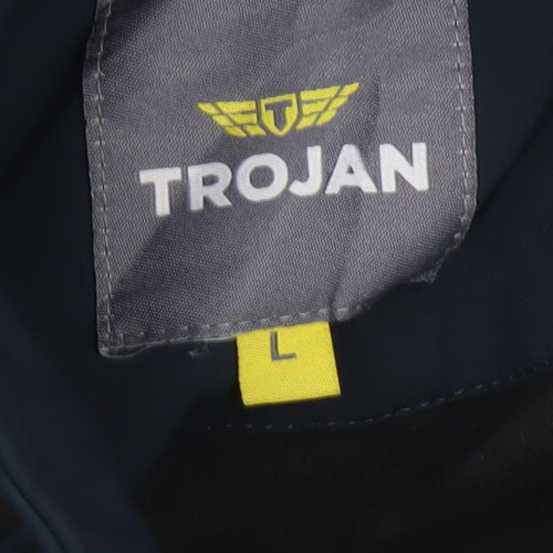 TROJAN Men's Blue Soft Shell Jacket L Water Resistant Outdoor