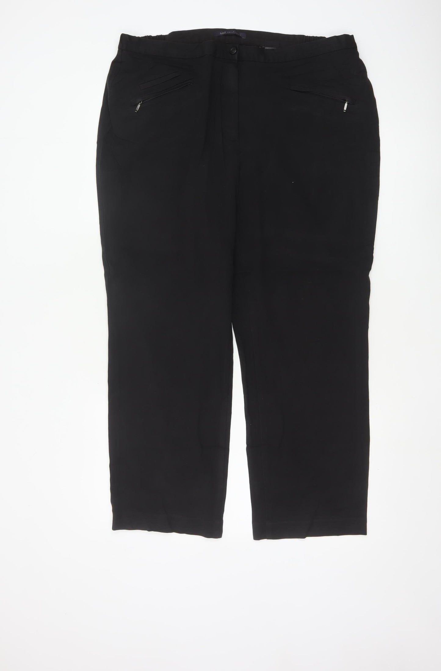 Marks and Spencer Women Black Size 18 Cropped Trousers