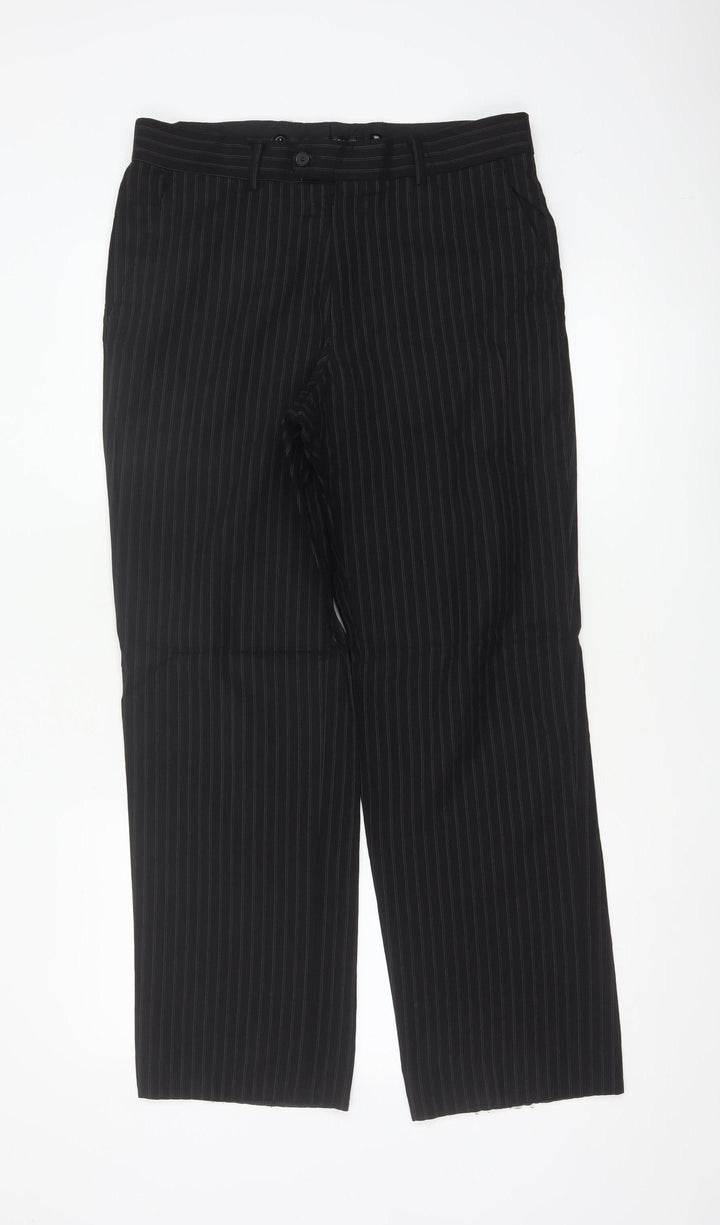 Jeff Banks Men's Black Pinstripe Wool Dress Pants 32in Waist
