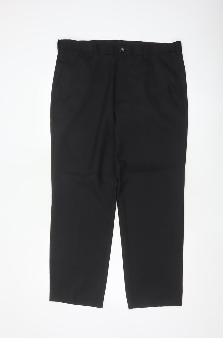 Marks and Spencer Men's Black Regular Fit Trousers 36in Waist 29in Leg