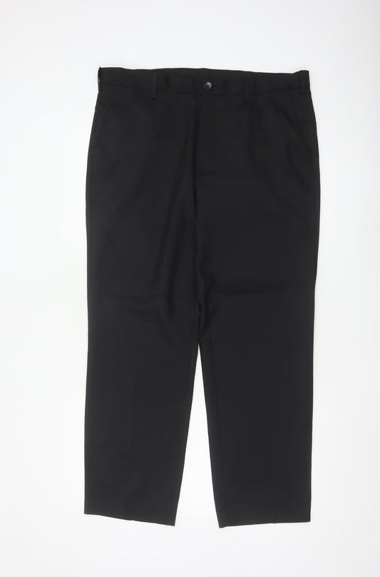 Marks and Spencer Men's Black Regular Fit Trousers 36in Waist 29in Leg