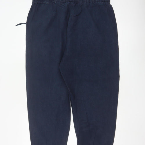 Marks and Spencer Women’s Navy Linen Blend Ankle Trousers Size 18 Short