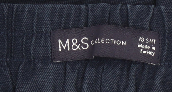 Marks and Spencer Women’s Navy Linen Blend Ankle Trousers Size 18 Short
