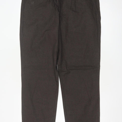 Jaeger Men's Brown Regular Fit Cotton Pleated Chino Trousers 34 in