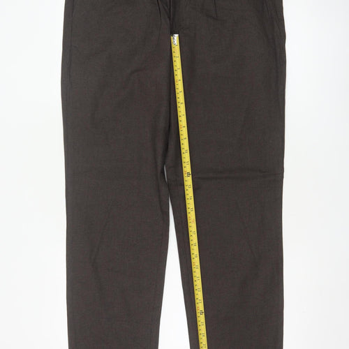 Jaeger Men's Brown Regular Fit Cotton Pleated Chino Trousers 34 in