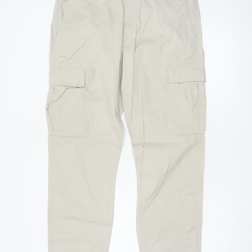 Marks and Spencer Men's Beige Cargo Trousers Size M 34x31 Cotton