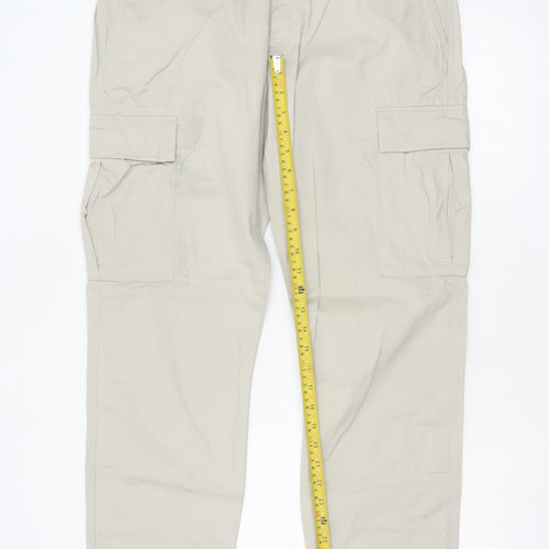 Marks and Spencer Men's Beige Cargo Trousers Size M 34x31 Cotton