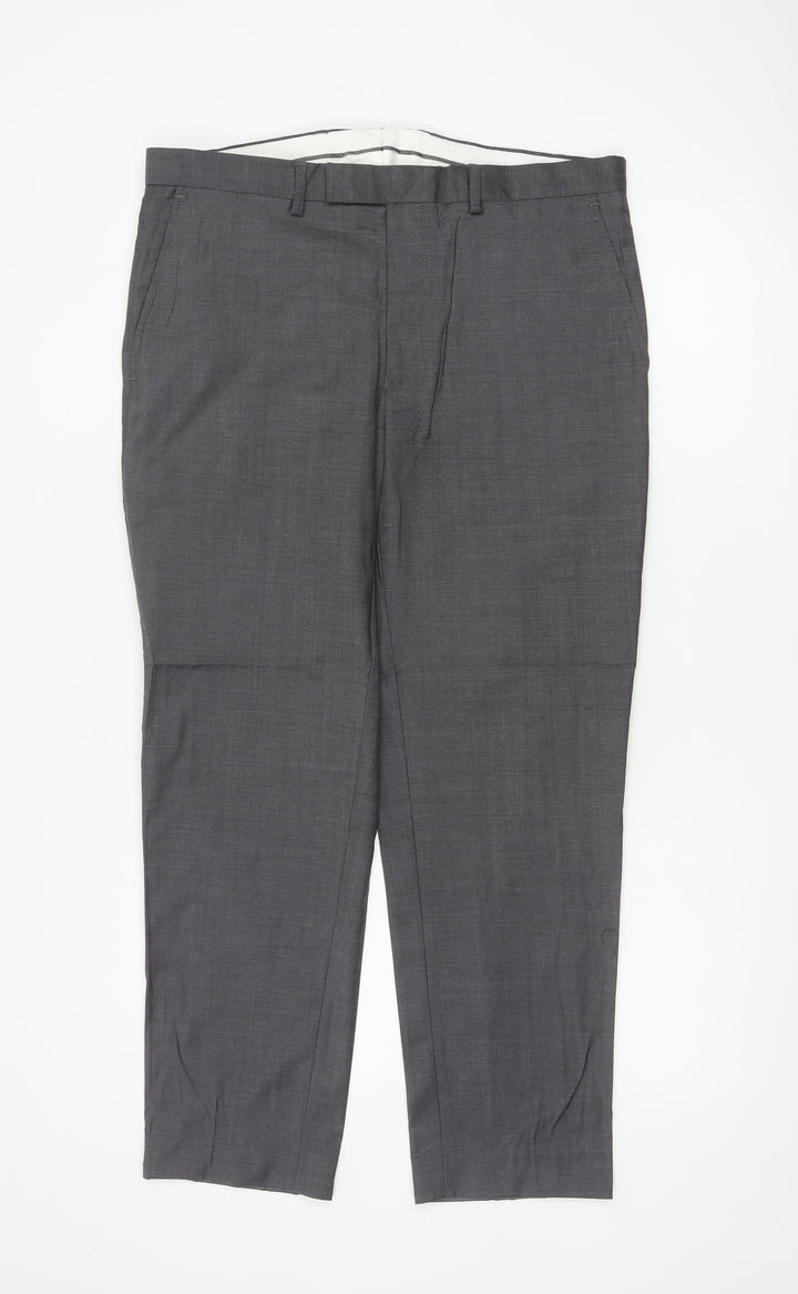 Marks and Spencer Autograph Men's Grey Wool Dress Pants 34W 29L Classic Fit