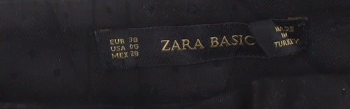 Zara Basic Women Black Slim Trousers Size 10 Polyester Blend