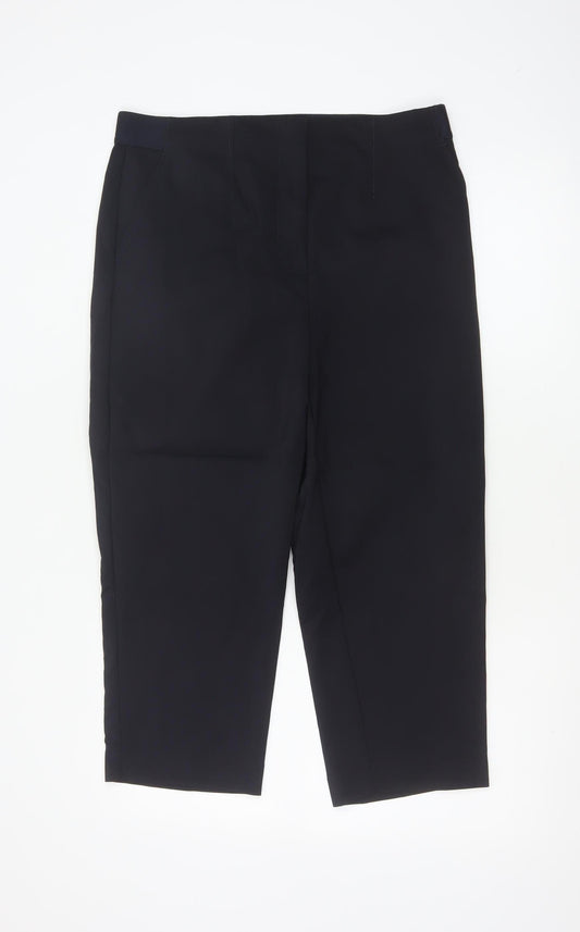 Marks and Spencer Womens Black Size 14 Cropped Stretch Trousers