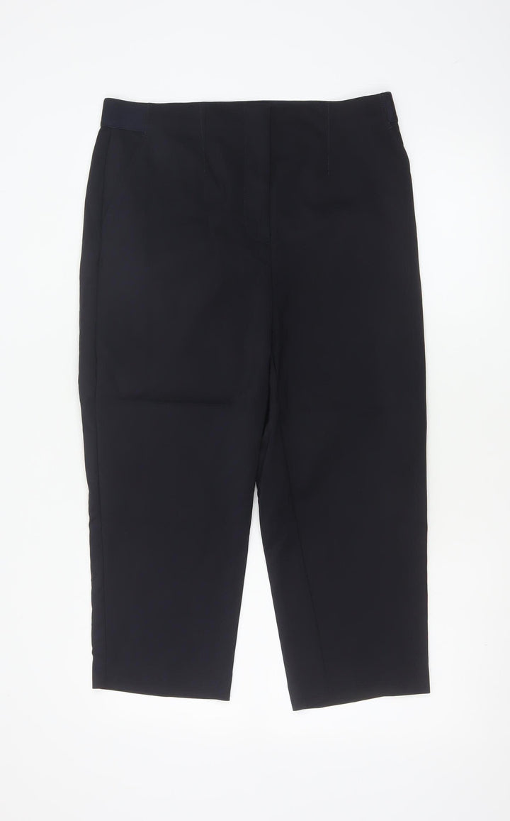 Marks and Spencer Womens Black Size 14 Cropped Stretch Trousers