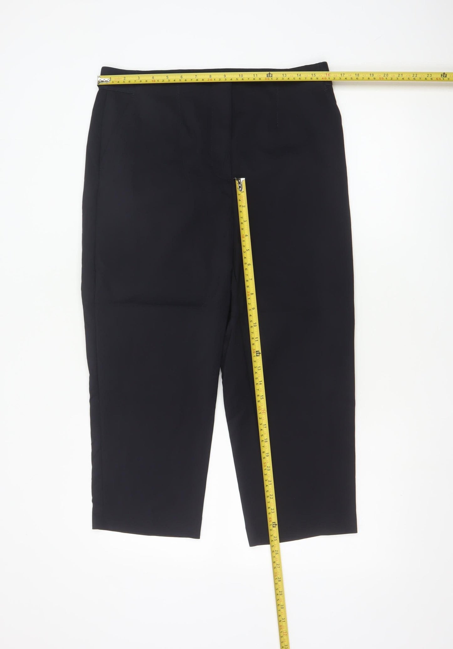 Marks and Spencer Womens Black Size 14 Cropped Stretch Trousers