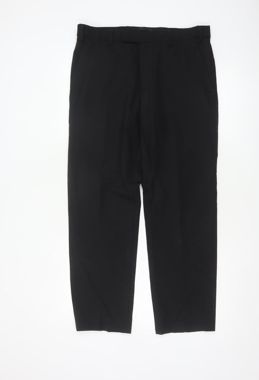 Marks and Spencer Men's Black Dress Trousers 32W 29L Wool Blend