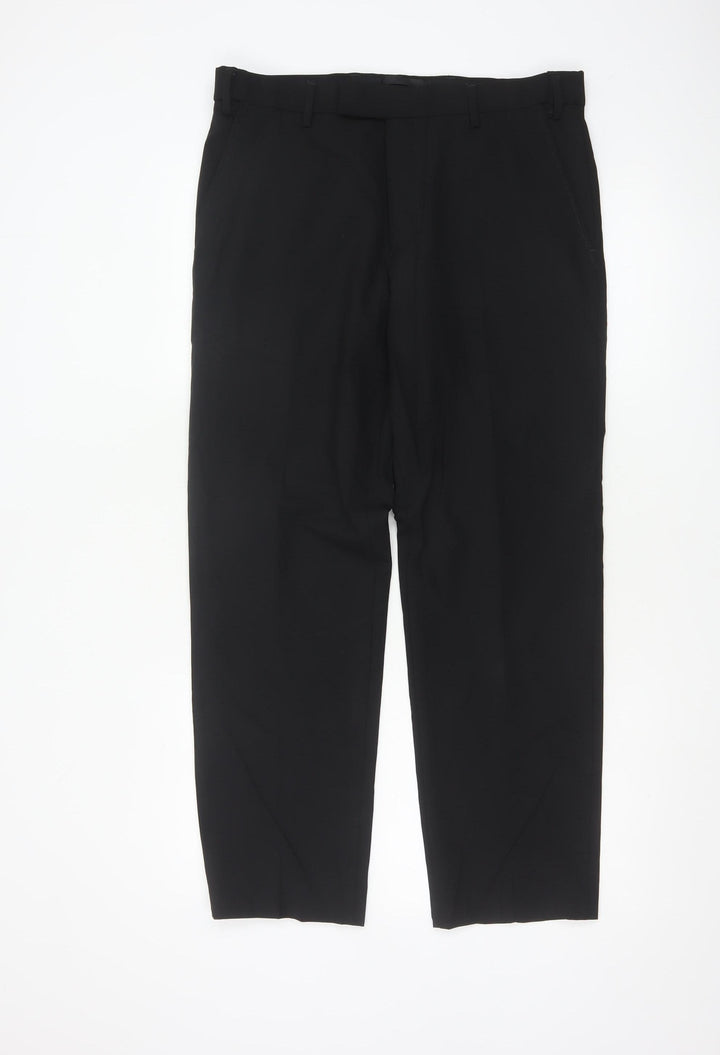 Marks and Spencer Men's Black Dress Trousers 32W 29L Wool Blend