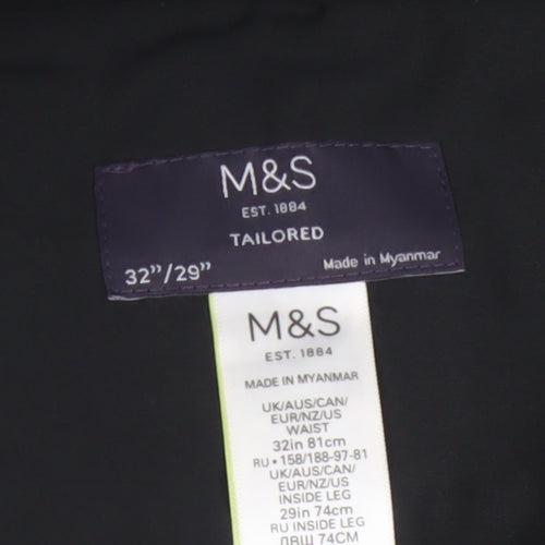 Marks and Spencer Men's Black Dress Trousers 32W 29L Wool Blend
