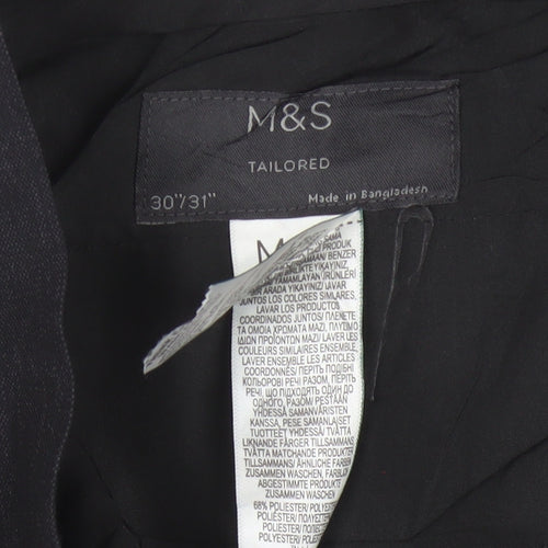 Marks and Spencer Men's Black Slim Fit Formal Trousers 30W 31L