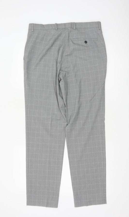 Marks and Spencer Men's Grey Check Slim Fit Dress Pants 32W 31L