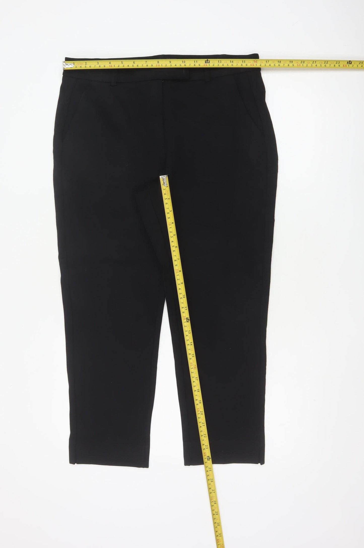 Marks and Spencer Women Black Size 14 Short Tapered Trousers
