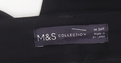 Marks and Spencer Women Black Size 14 Short Tapered Trousers