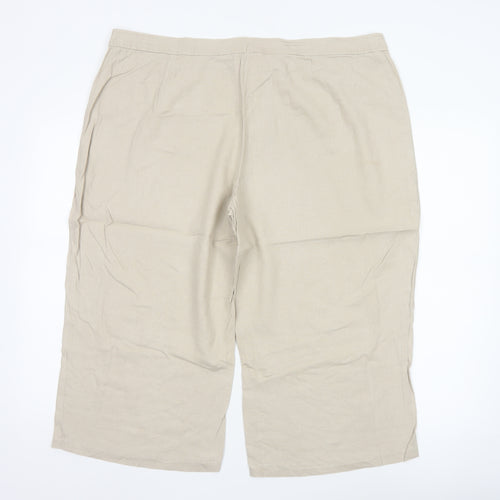 Marks and Spencer Womens Beige Linen Blend Cropped Trousers UK 20
