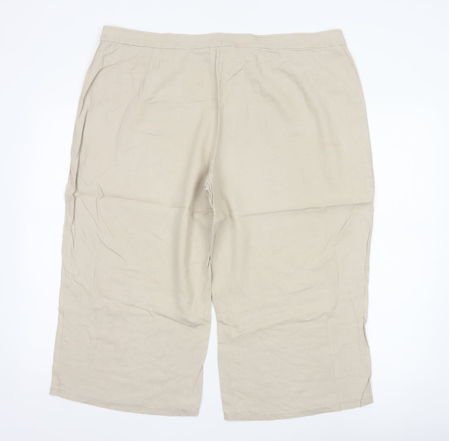 Marks and Spencer Womens Beige Linen Blend Cropped Trousers UK 20