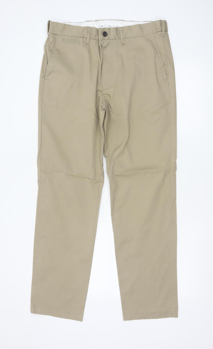 Marks and Spencer Men's Beige Regular Fit Chino Trousers 34