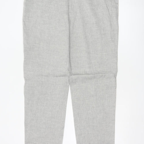 Marks and Spencer Mens Grey Linen Blend Tailored Chino Trousers 36W 36L