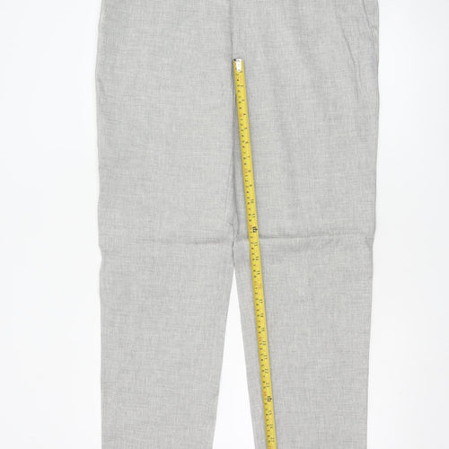 Marks and Spencer Mens Grey Linen Blend Tailored Chino Trousers 36W 36L